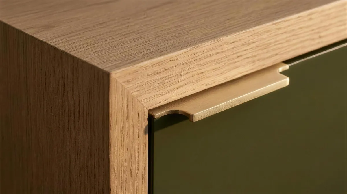 Close-up of custom wood cabinet doors